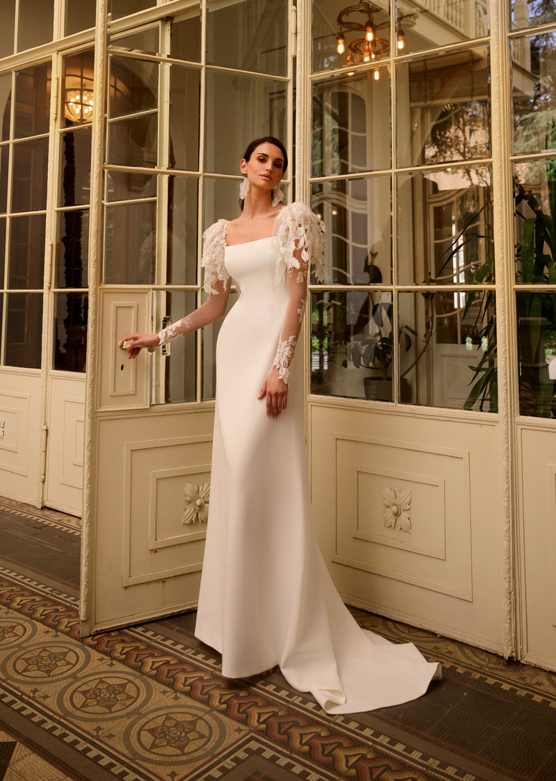 Simple Long Sleeve Bohemian Style Bridal Dress HAREM's Brides Simple Long Sleeve Bohemian Style Bridal Dress HAREM's Brides