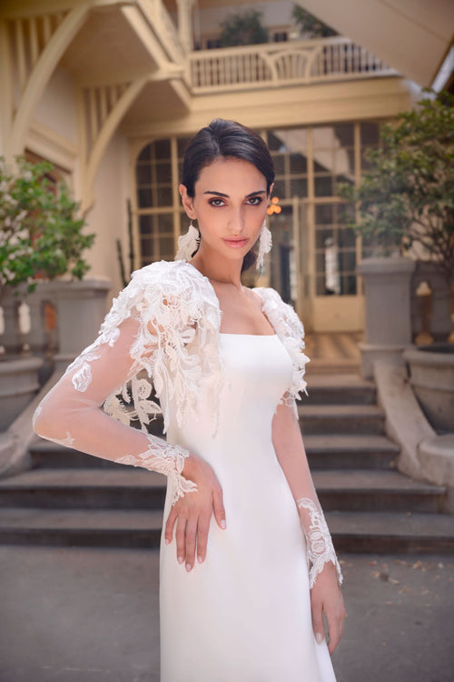 Simple Long Sleeve Bohemian Style Bridal Dress