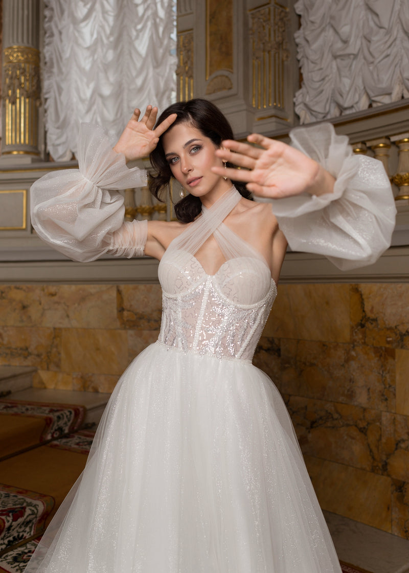 Sweetheart Wedding Dress with Removable Sleeves