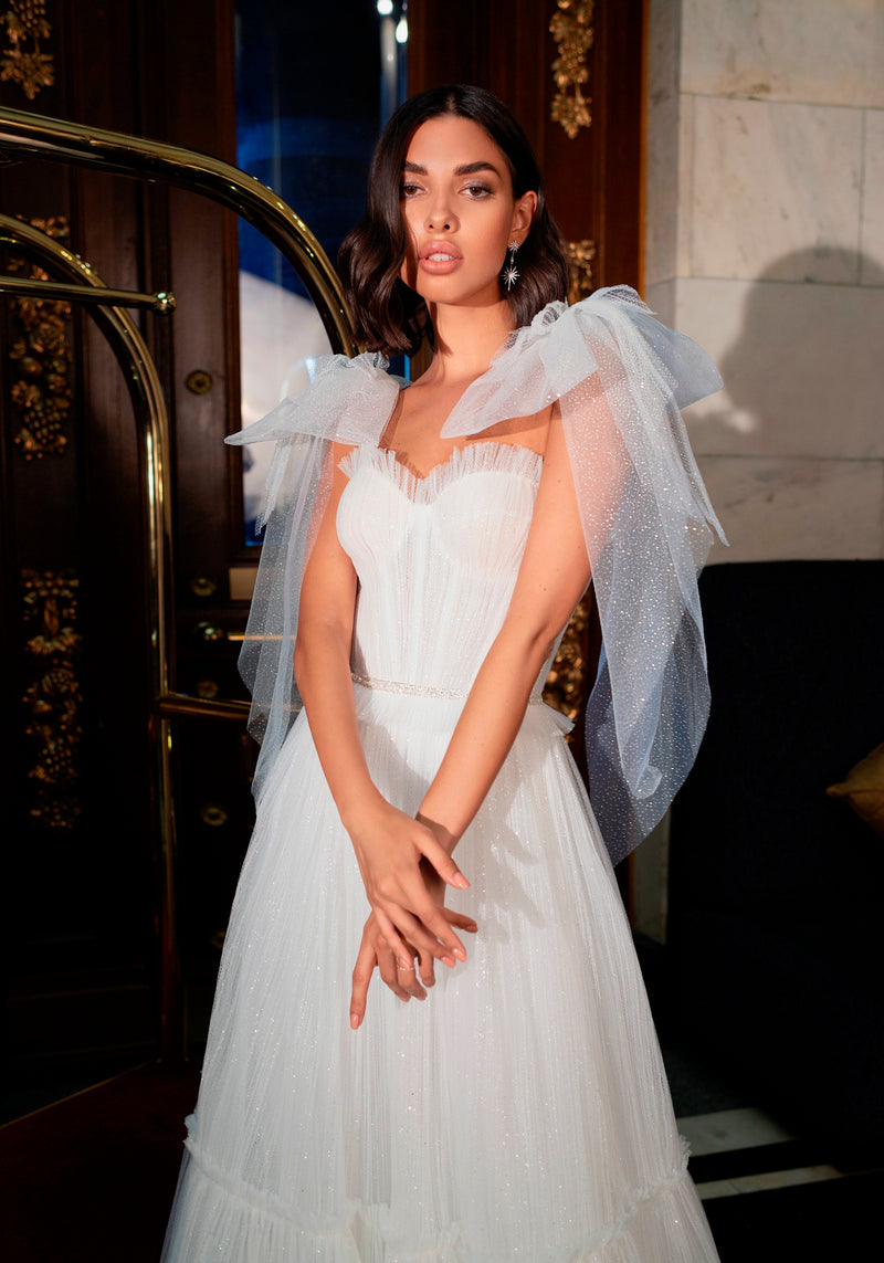 Robe de mariée trapèze convertible avec boléro