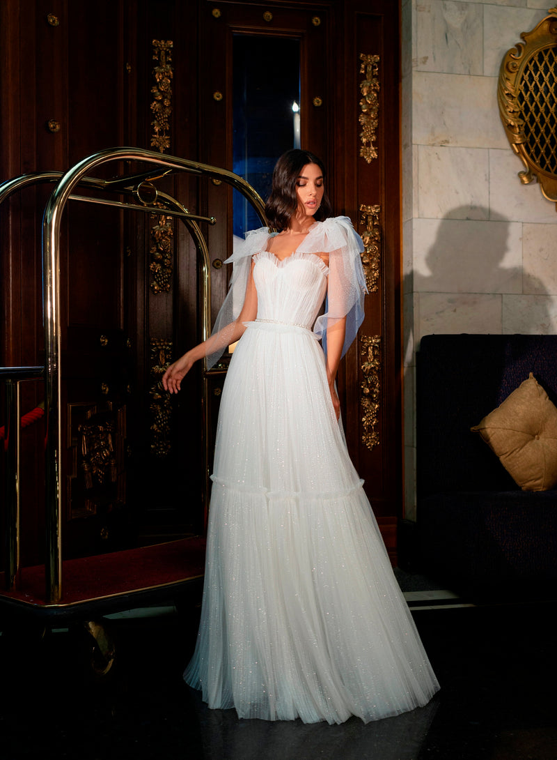 A-Line Convertible Wedding Dress with Bolero – HAREM's Brides A-Line Convertible Wedding Dress with Bolero – HAREM's Brides