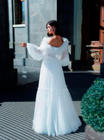 Robe de mariée trapèze convertible avec boléro