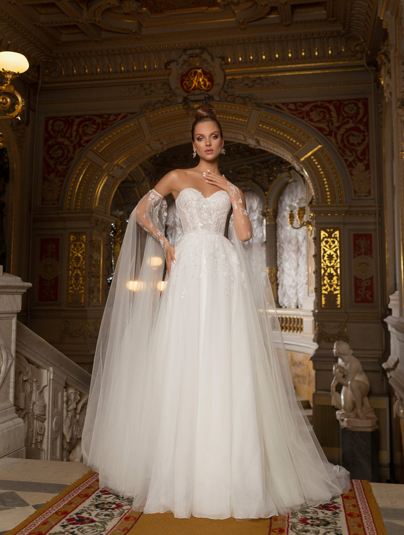 Sweetheart Wedding Dress with Removable Sleeves