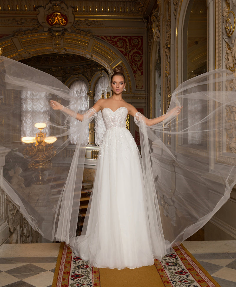 Robe de mariée chérie à manches amovibles