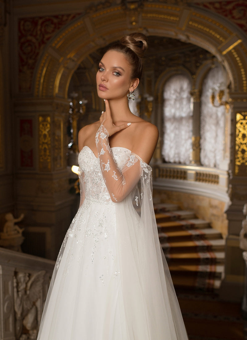 Robe de mariée chérie à manches amovibles