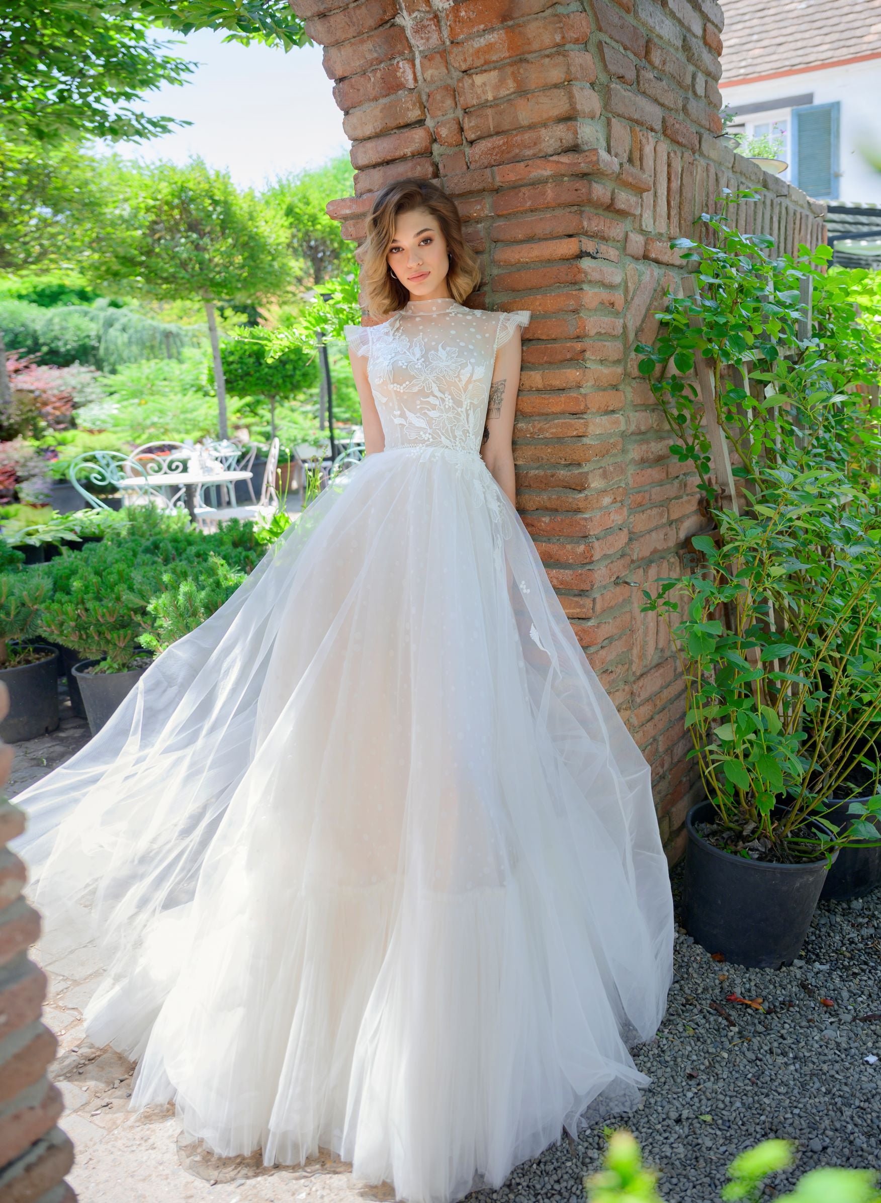 Ball Gown High Neck Wedding Romantic Lace Ballgown Wedding Dress With Sheer Bodice Ball Gown High Neck Wedding Romantic Lace Ballgown Wedding Dress With Sheer Bodice