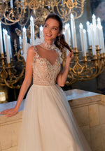 High-Neck Sleeveless Ball Gown Wedding Dress