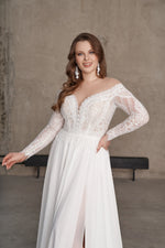Off-Shoulder Long Sleeves Bohemian Wedding Dress