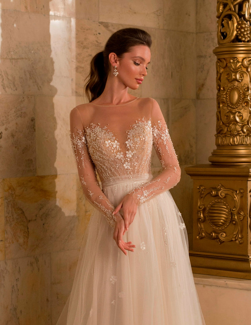 Long Sleeve Sweetheart Ball Gown