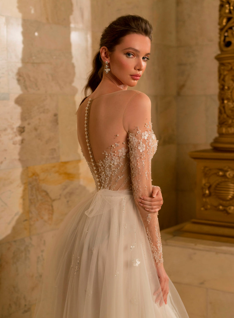 Long Sleeve Sweetheart Ball Gown