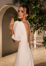 Minimalist Petite Short Sleeve Wedding Dress