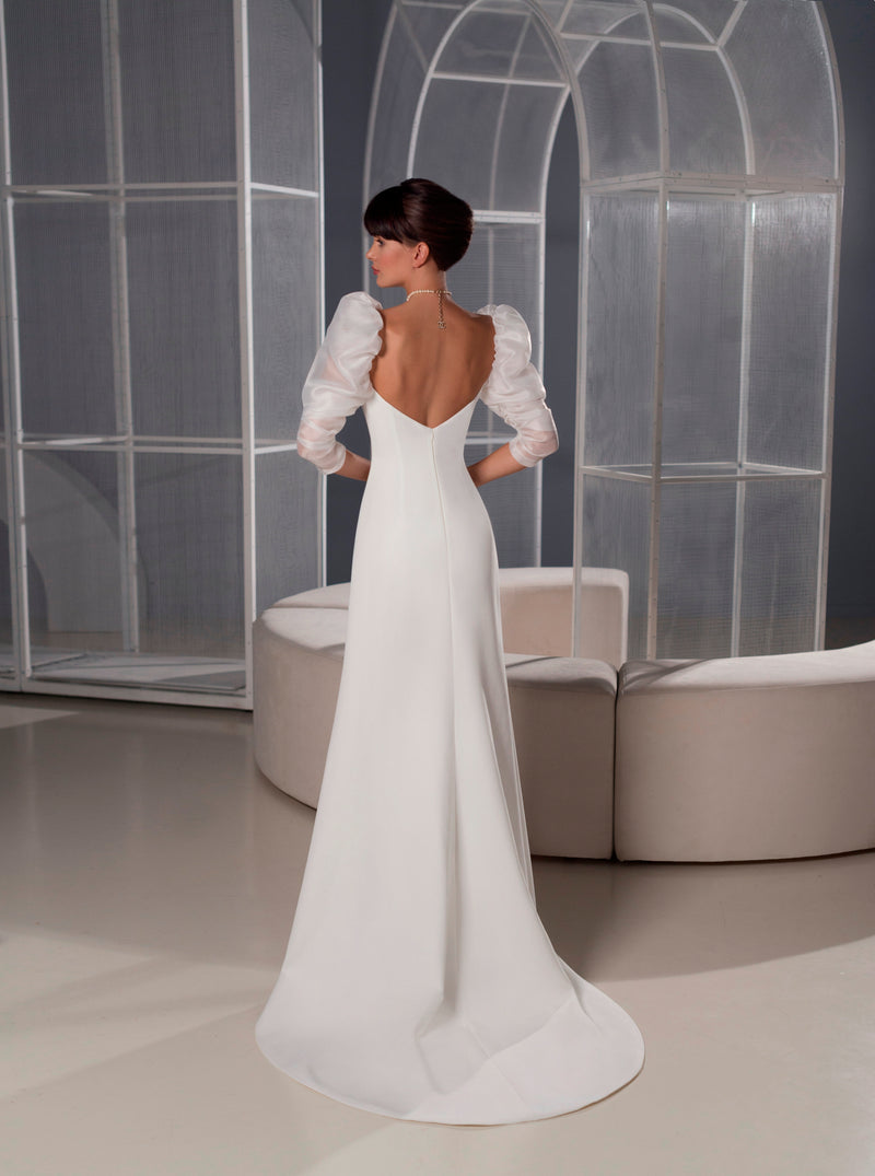 Vestido de noiva minimalista de manga comprida