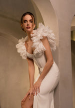 Impresionante vestido de novia de sirena con escote corazón