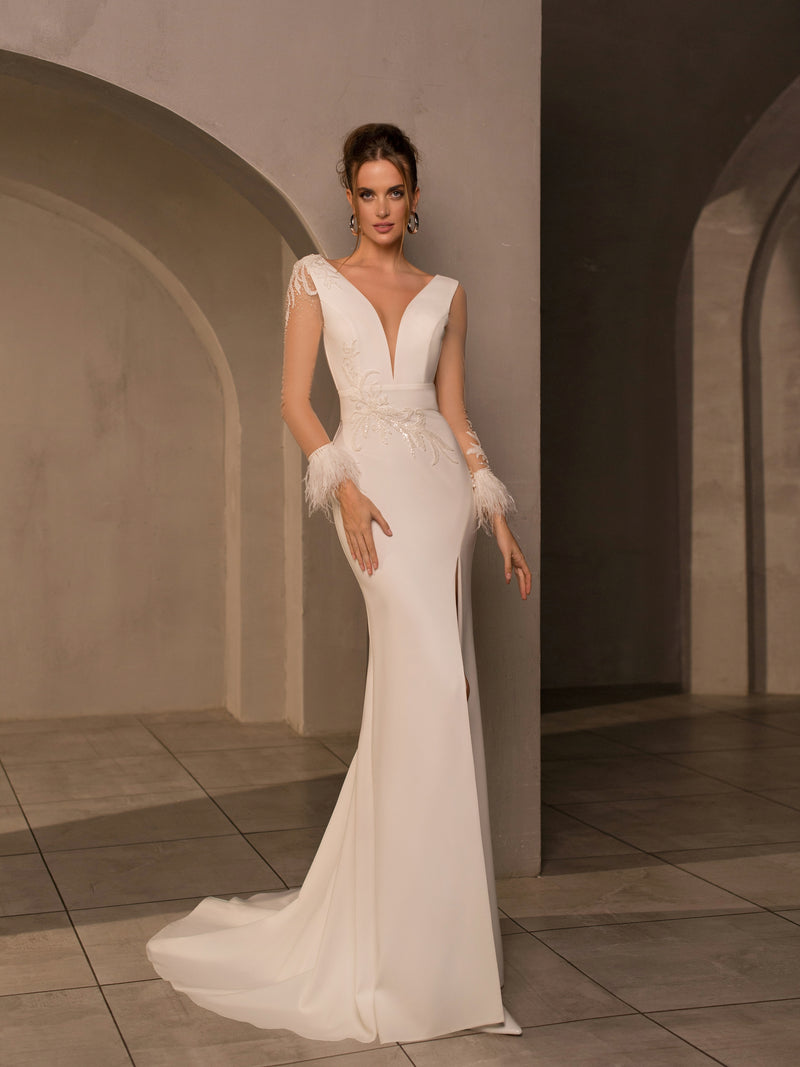 Exquisite Sheer Long Sleeve Mermaid Wedding Dress