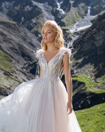 Cape Sleeve A-Line Wedding Dress