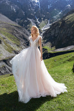 Cape Sleeve A-Line Wedding Dress