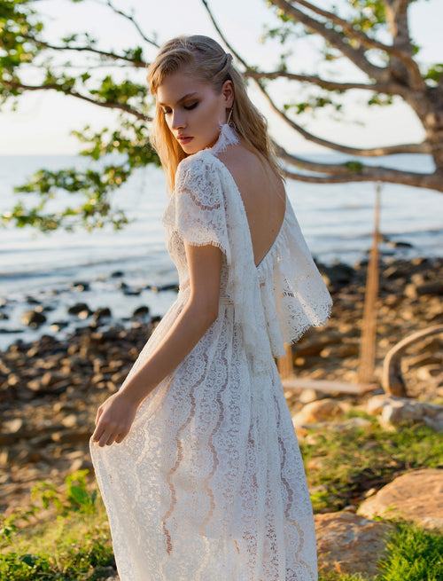 Vestido de novia de encaje estilo tubo