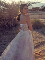 Strapless Floral Printed Gown