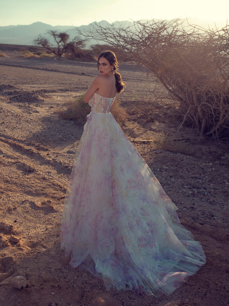 Vestido estampado floral sin tirantes