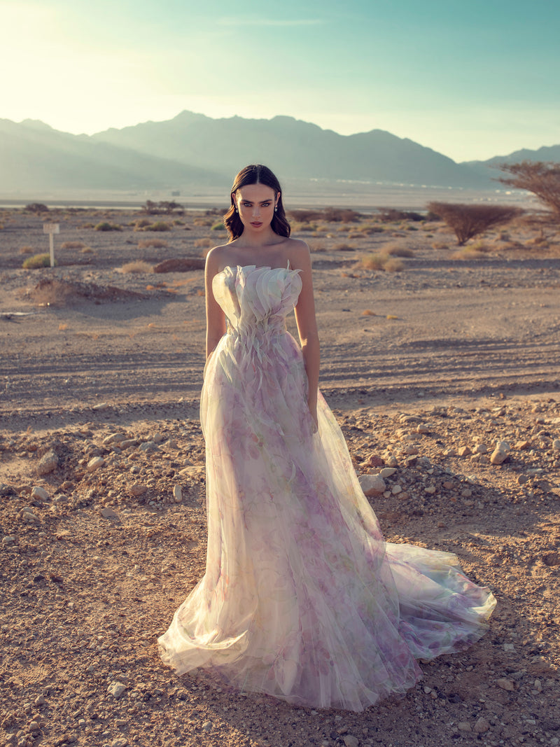 Vestido estampado floral sin tirantes