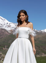 Off-Shoulder A-Line Mikado Wedding Gown