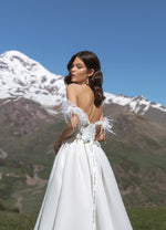 Off-Shoulder A-Line Mikado Wedding Gown