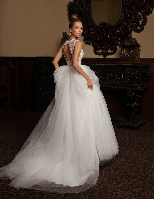 V-Neck A-Line Sleeveless Wedding Dress
