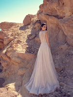 High-Neck Sleeveless Glitter Wedding Gown