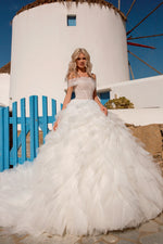 Off-Shoulder Princess Gown with Luxurious Tiered Skirt