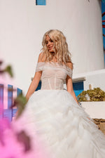 Off-Shoulder Princess Gown with Luxurious Tiered Skirt