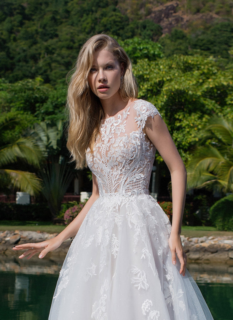 Sleeveless High Neck A-Line Wedding Gown