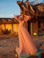Off-Shoulder Sweetheart Powder Gown