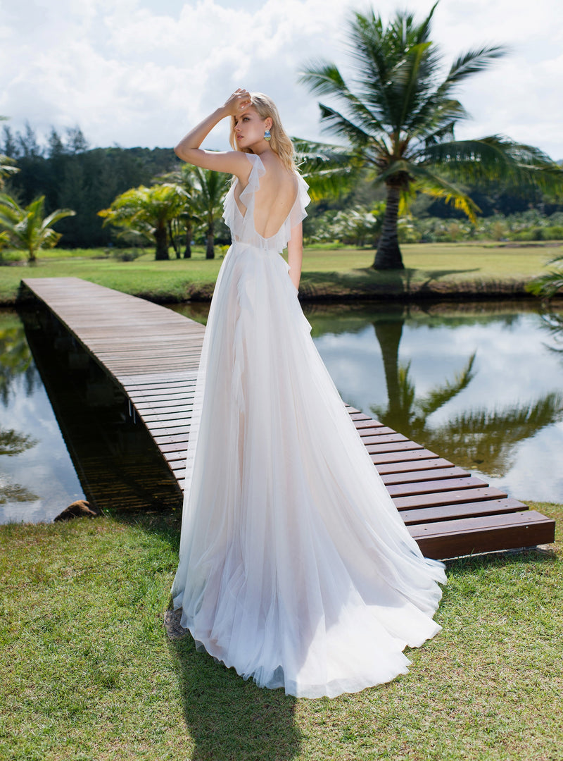 Vestido de novia evasé sin mangas