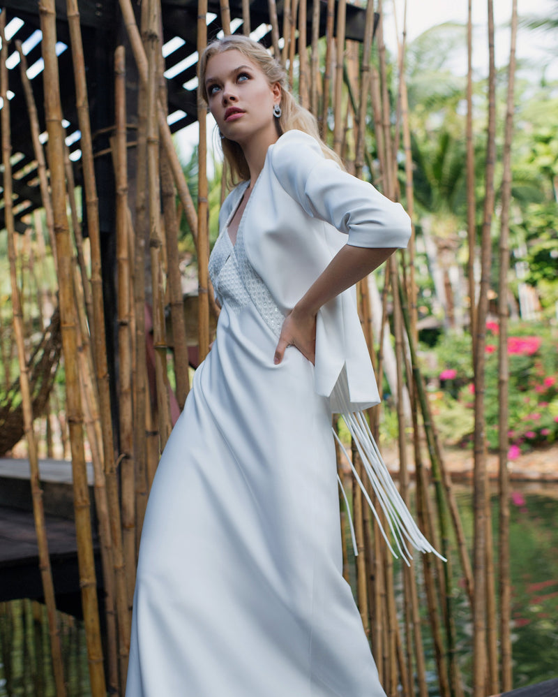 Cute Mermaid Wedding Dress with White Jacket