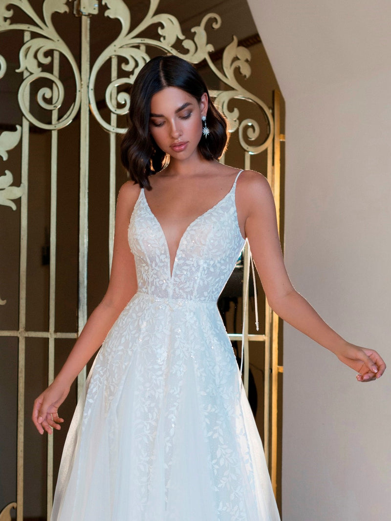 Spaghetti Strap Ball Gown Wedding Dress