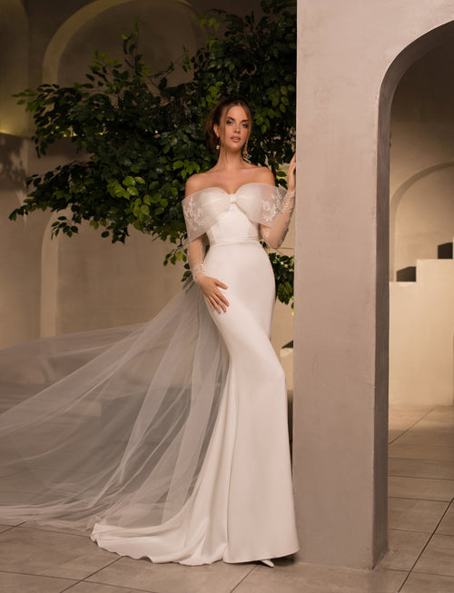 Robe de mariée sirène chic à épaules dénudées