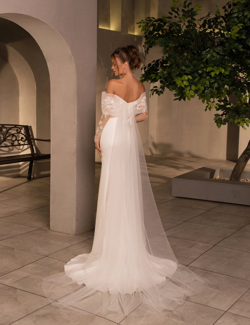 Robe de mariée sirène chic à épaules dénudées