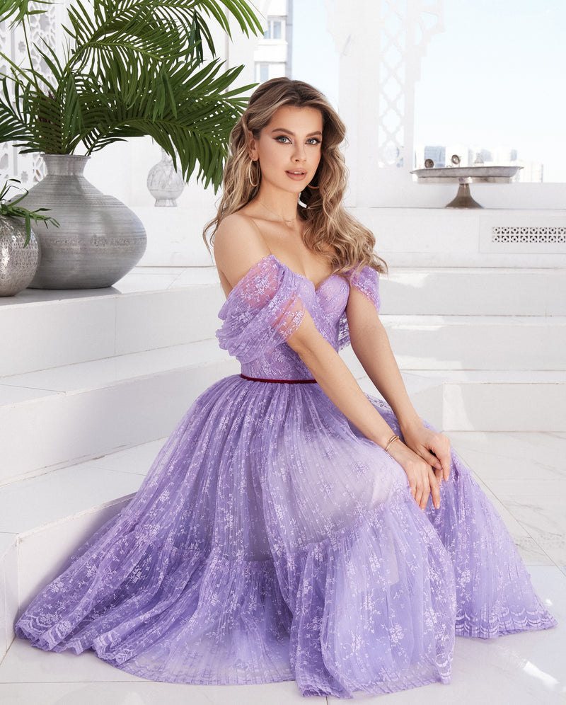 Off-the-Shoulder Midi Dress HAREM's Brides Off-the-Shoulder Midi Dress HAREM's Brides