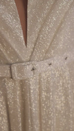 Vestido de noiva manga bufante decote em V com glitter