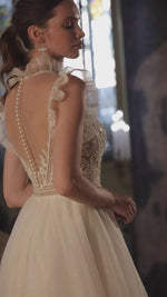 High-Neck Sleeveless Ball Gown Wedding Dress