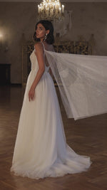Robe de mariée trapèze avec ailes d'ange